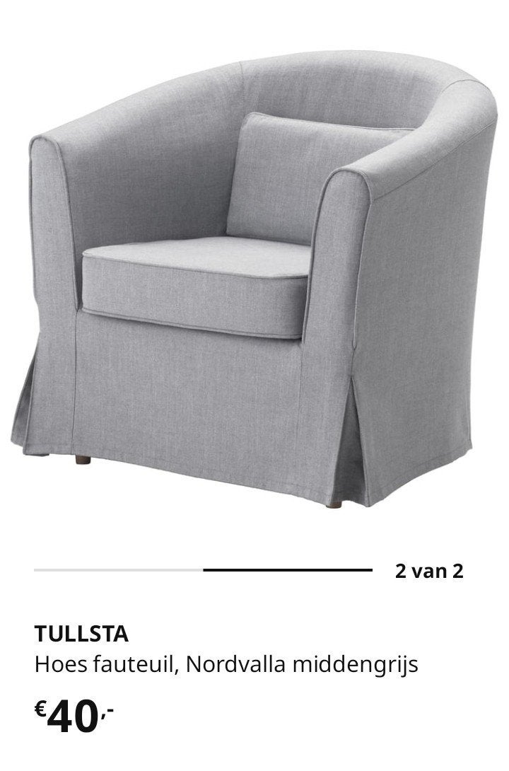 3 x IKEA TULLSTA Fauteuil hoezen - middengrijs, Ophalen, Modern, Comfortabel, 75 tot 100 cm, Zo goed als nieuw