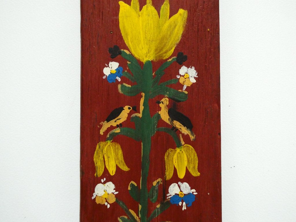 Mangelplank met levensboom vogels en bloemen tulp spreuk, Ophalen of Verzenden