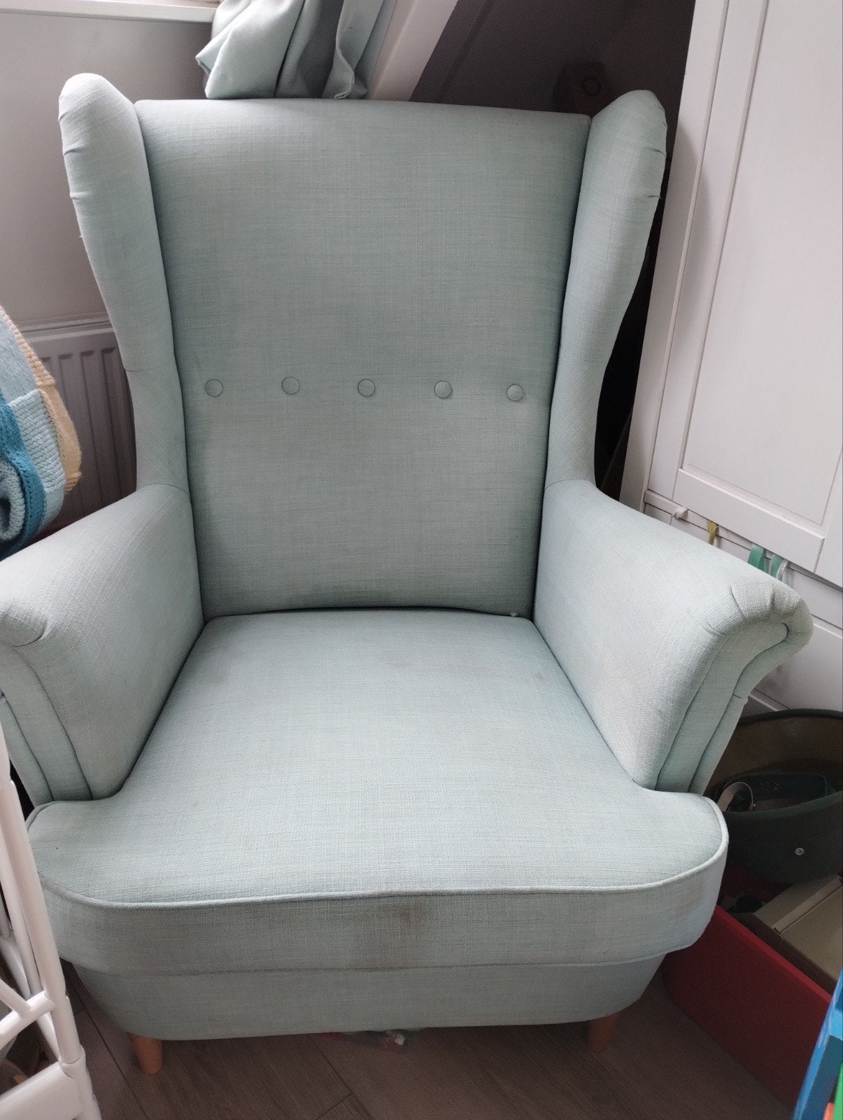 ikea oorfauteuil Strandmon lichtgroen, Huis en Inrichting, Ophalen, Gebruikt
