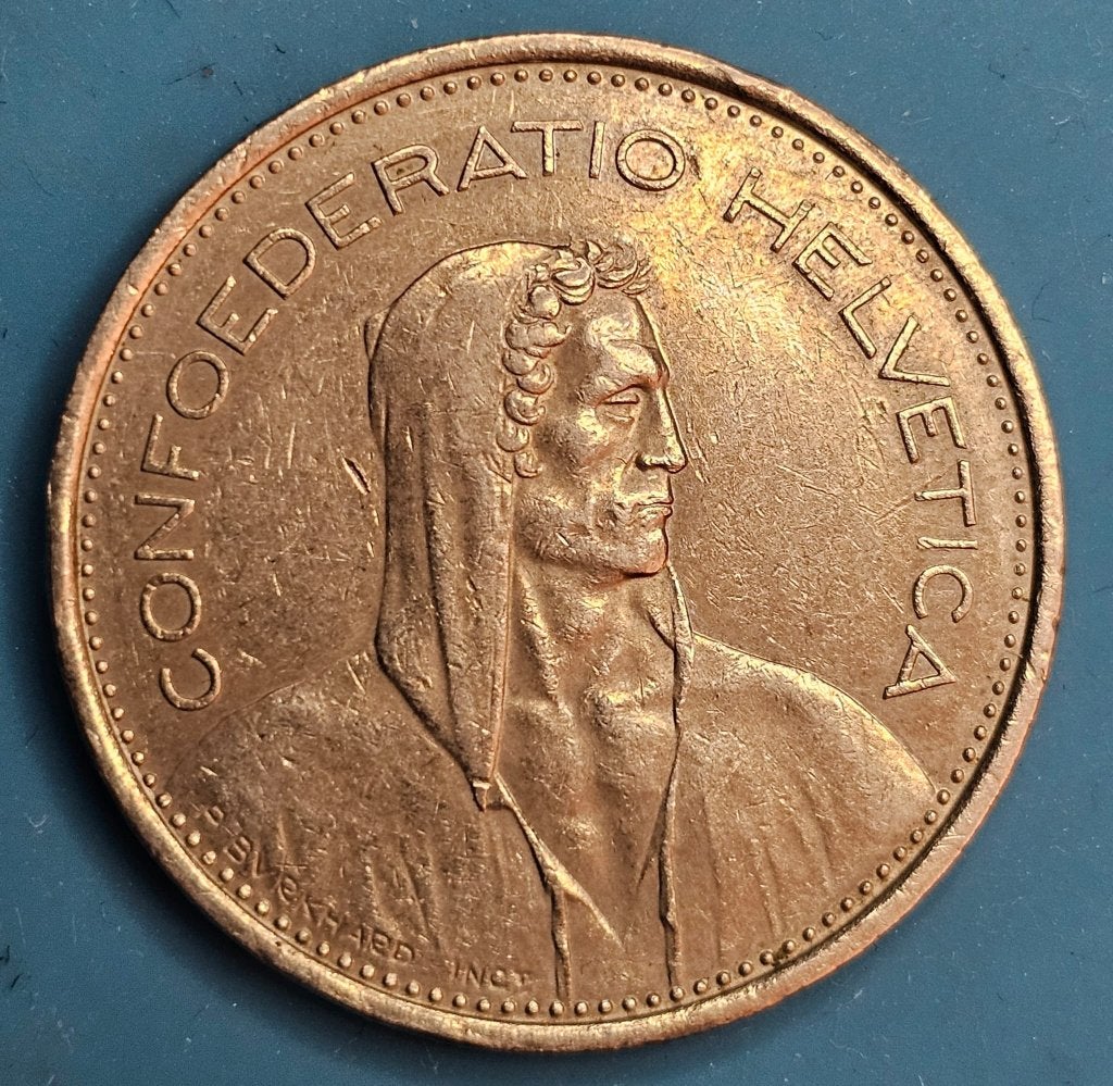 Zwitserland 5 Frank 1978 (5 CHF - Alpenherder), Postzegels en Munten, Ophalen of Verzenden, Overige landen, Losse munt