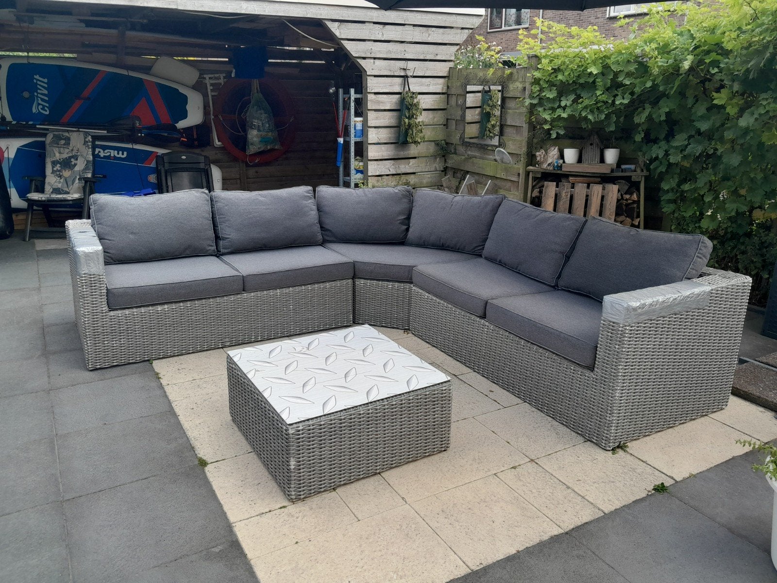 Kussens van loungebank antraciet, Ophalen, Zo goed als nieuw, Loungeset, Bank