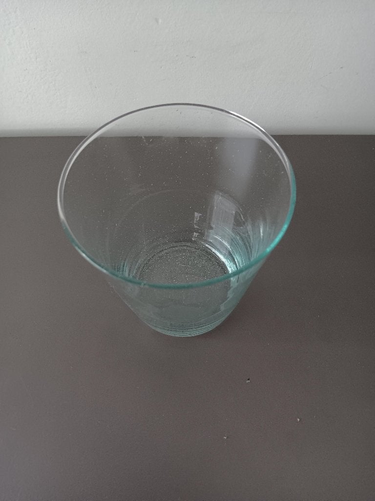 Glazen potje vaasje van helder glas, Overige materialen, Gebruikt, Ophalen of Verzenden, Groen