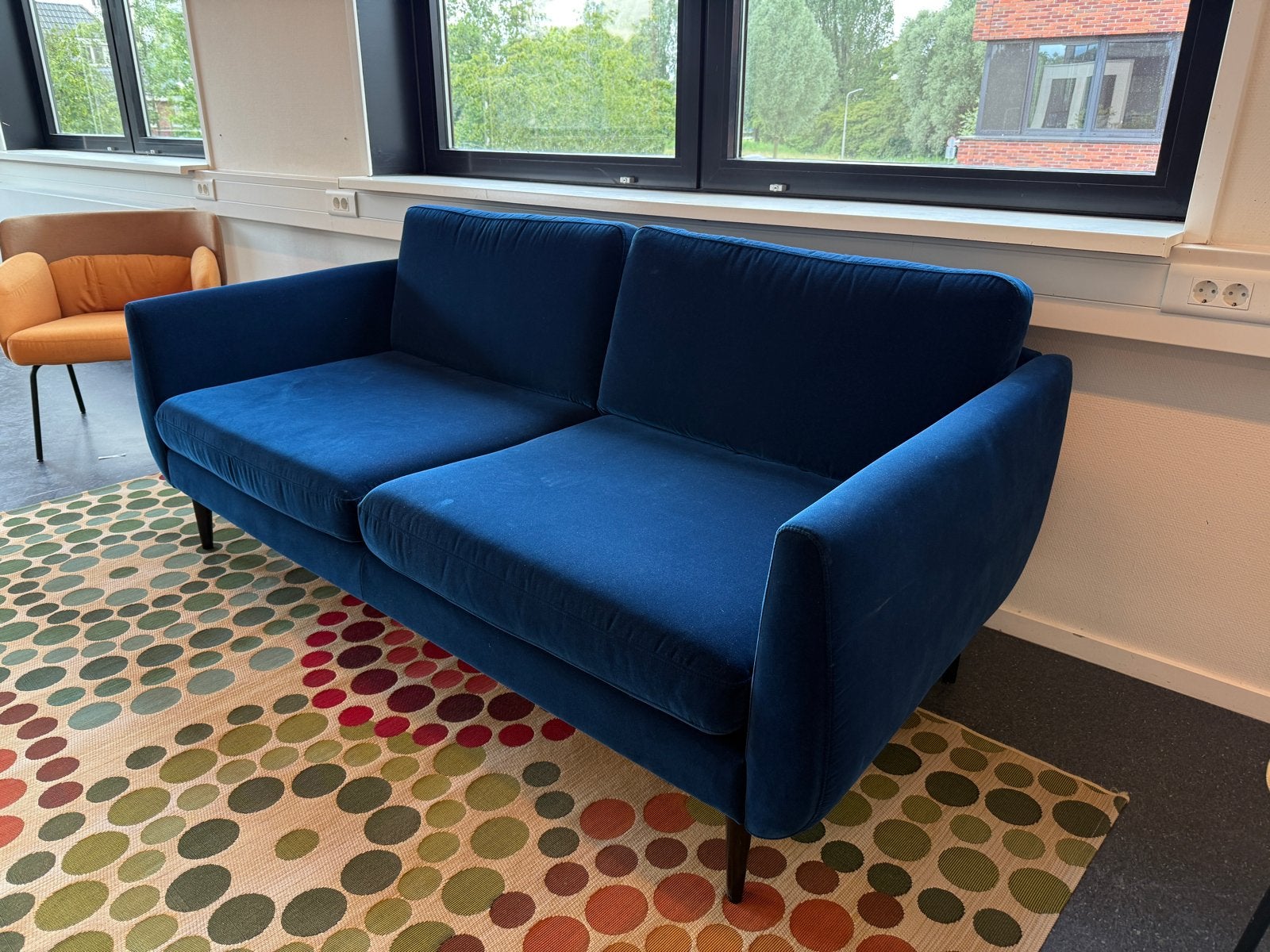 IKEA bank blauw velours/fluweel - Goede staat, fijne zit, Huis en Inrichting, Ophalen, Gebruikt, 150 tot 200 cm, Tweepersoons