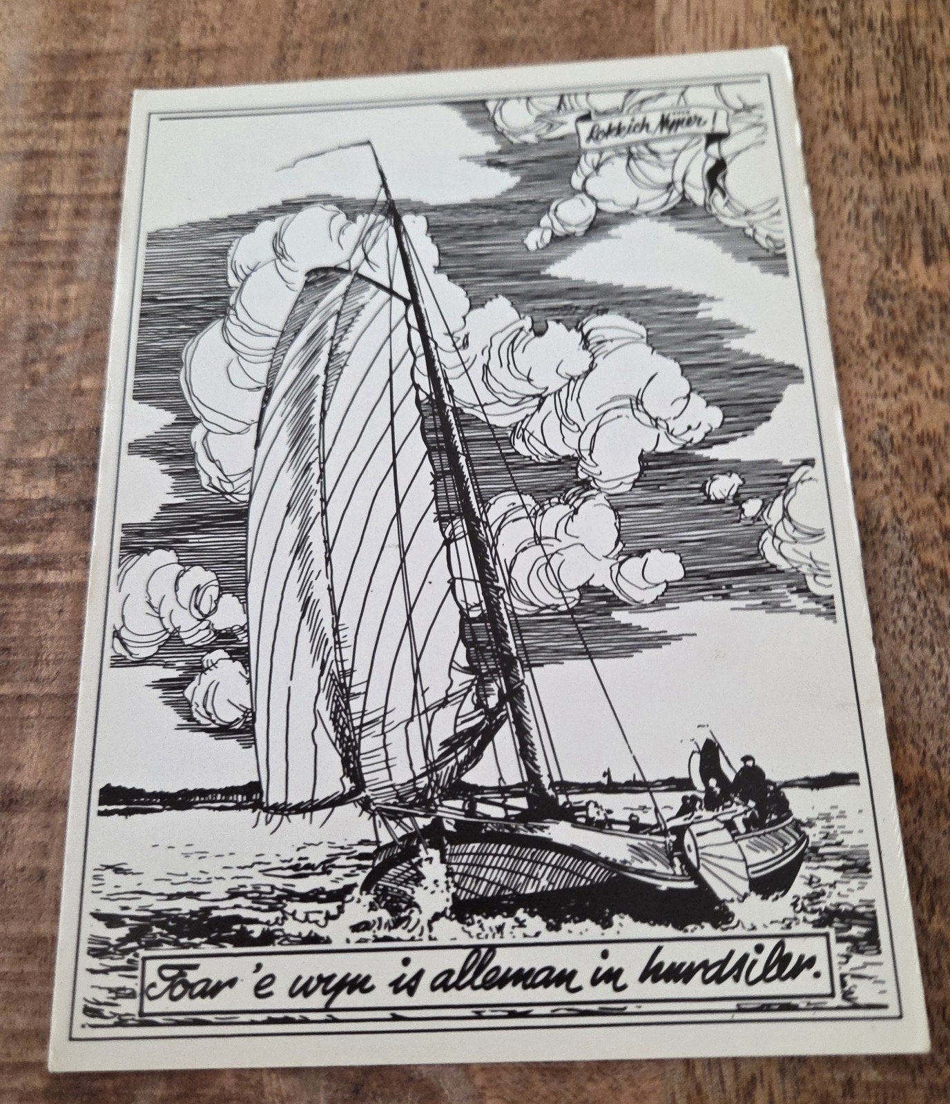 Zeilboot met tekst 'Foar 'e wyn is alleman' in hurdsiler', Verzenden, 1960 tot 1980, Gelopen, Overige thema's