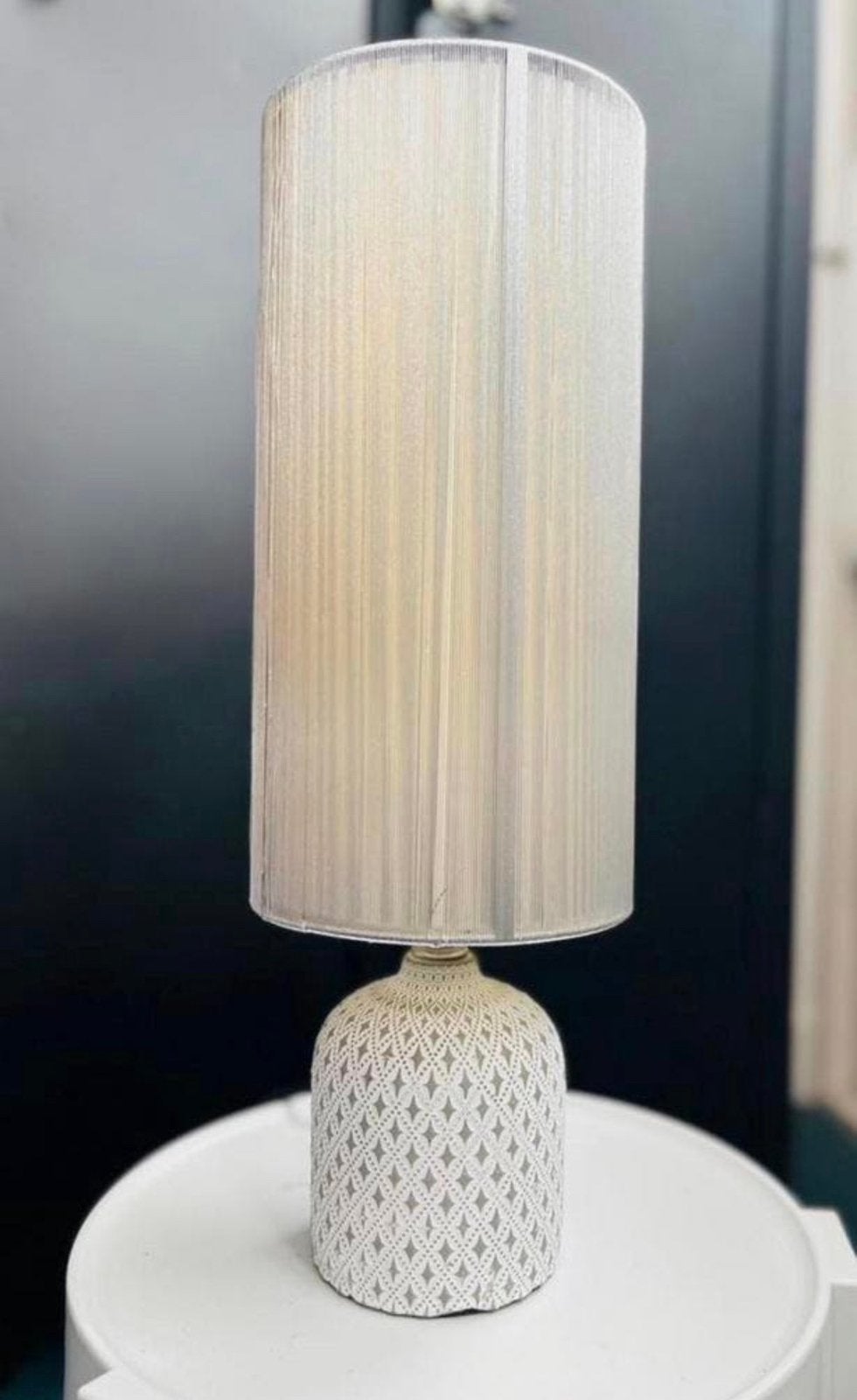 Unieke lampenkap met metallic garen, Huis en Inrichting, Ophalen of Verzenden, Zo goed als nieuw, Rond