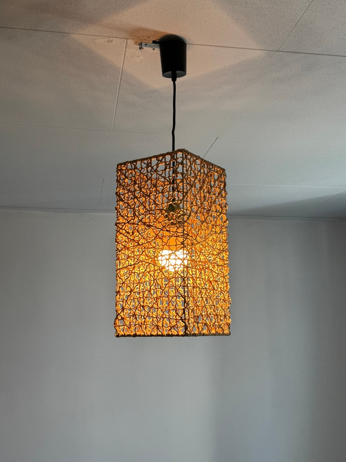 Vintage handgeweven hanglamp, Boho, Sfeerverlichting, Ophalen of Verzenden, Zo goed als nieuw