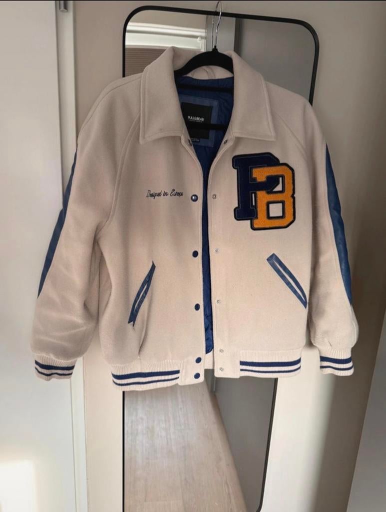 Pull&Bear Varsity Jacket Maat S, Kleding | Dames, Ophalen of Verzenden, Zo goed als nieuw, Maat 36 (S), Beige