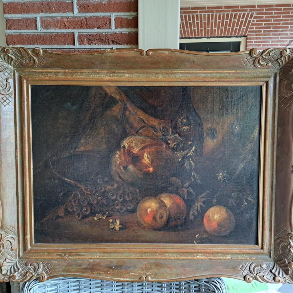 Stilleven met fruit in antieke lijst, Ophalen of Verzenden