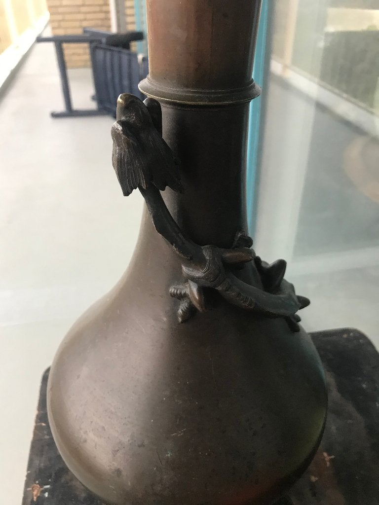 chinees antiek bronzen lampvoet met draak, Antiek en Kunst, Overige typen, Handgemaakt, Ophalen of Verzenden, China