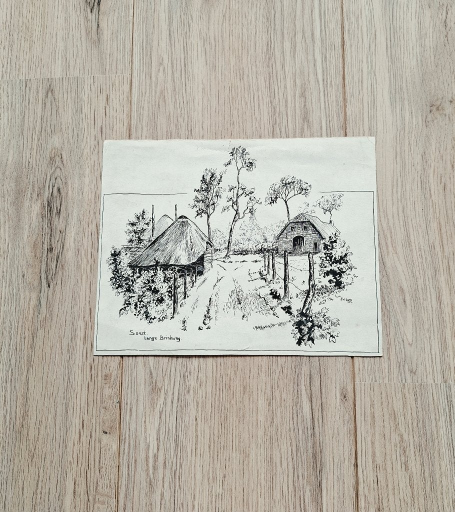 Pentekening. Lange Brinkweg Soest. J.W. Ooms 1943, Ophalen of Verzenden, Tekening, Pentekening, Gesigneerd