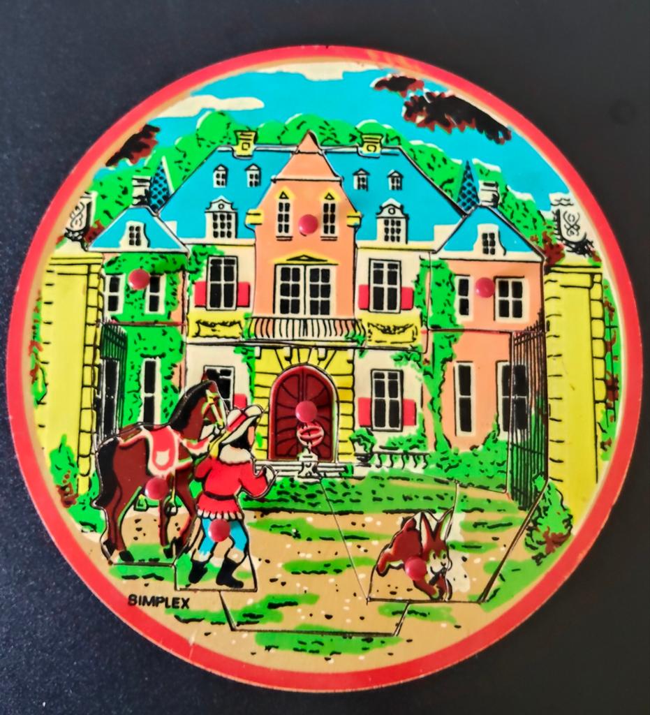 Vintage Simplex Ronde Houten Puzzel Doornroosje, Ophalen of Verzenden, Gebruikt, Puzzelen