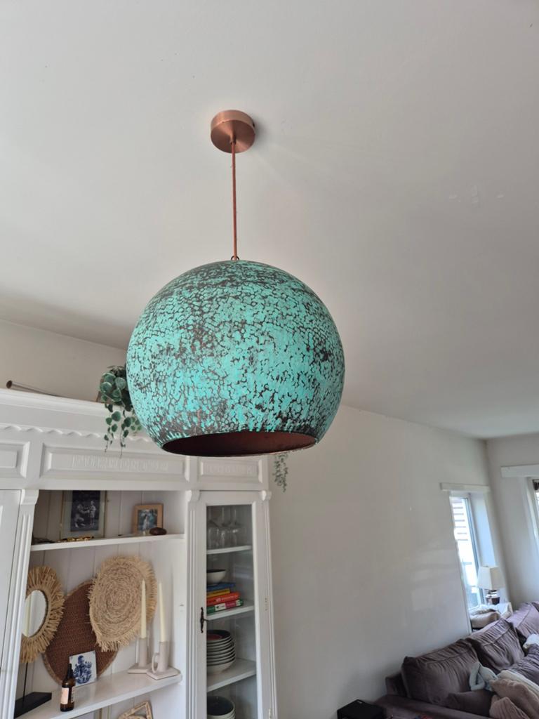 Grote boho ibiza koperen hanglamp., Huis en Inrichting, Lampen | Hanglampen, Ophalen of Verzenden, Zo goed als nieuw, Minder dan 50 cm