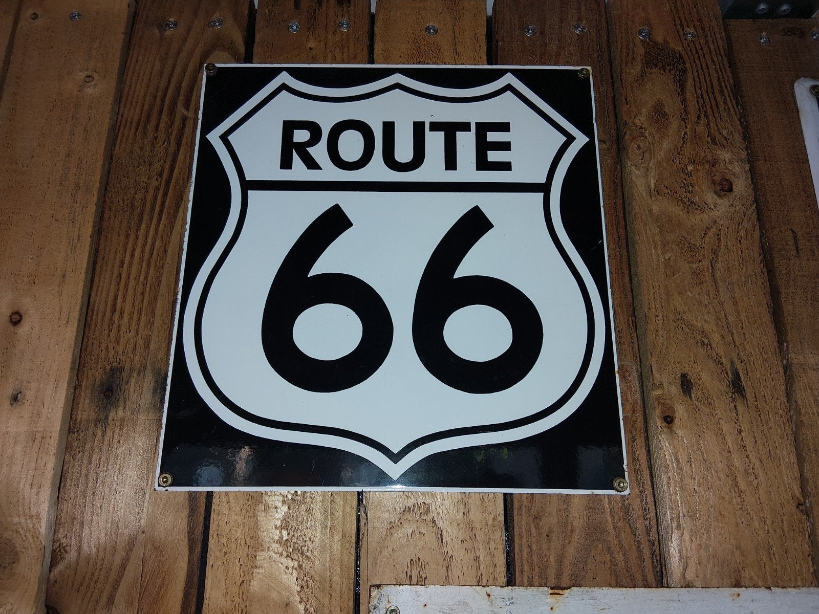 Emaille Bord Route 66 usa reclame deco diner, Verzamelen, Ophalen, Gebruikt, Reclamebord