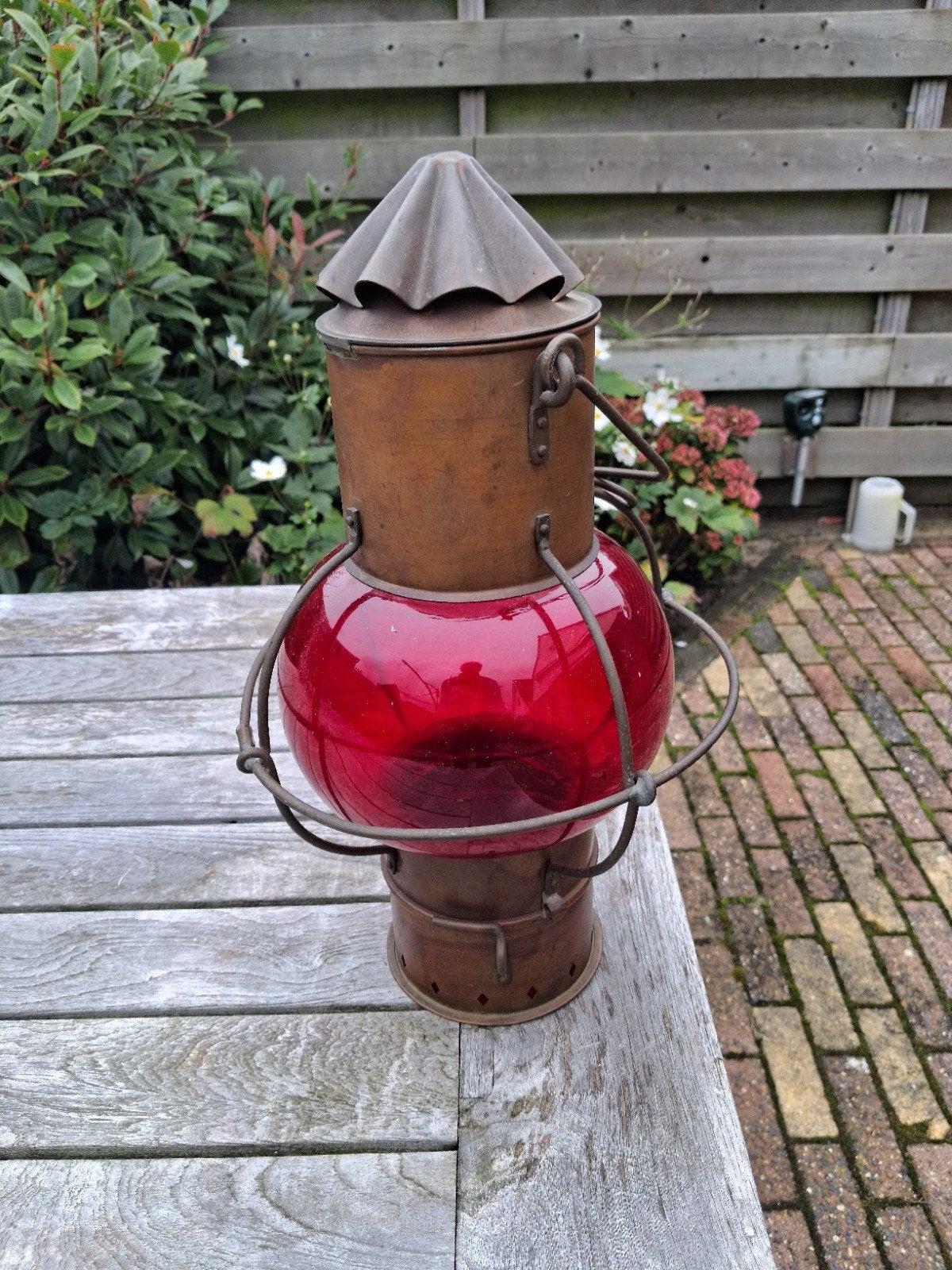 scheepslantaarn, messing, Bb zijde 35 cm hoog, Ophalen of Verzenden, Gebruikt, Overige typen