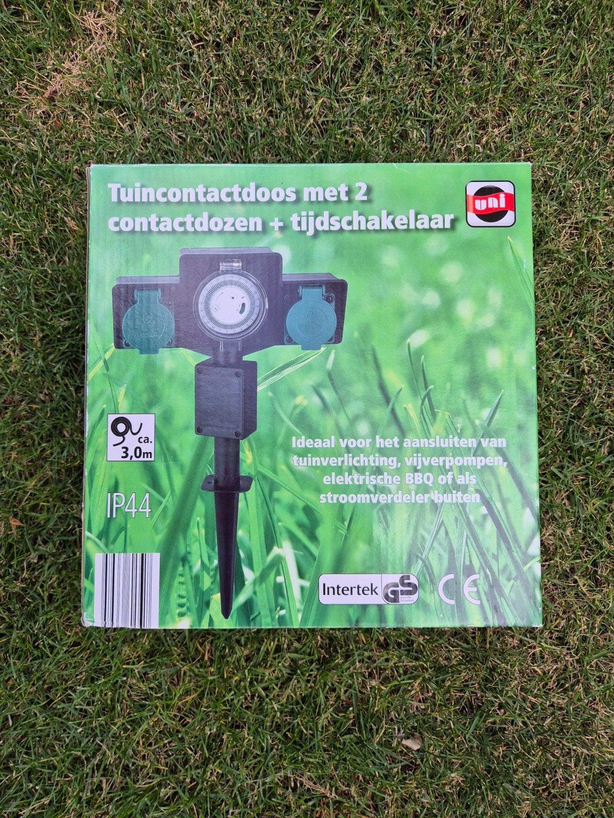 Tuincontactdoos met 2 stopcontacten en tijdschakelaar., Ophalen of Verzenden, Nieuw, Netvoeding, 250 watt of meer