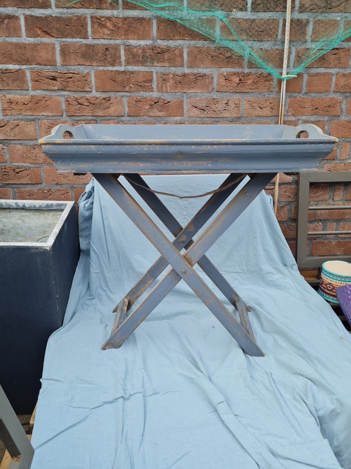 tafel met dienblad, h 64 cm x b 65 cm, d 37 cm, Ophalen, Gebruikt, 60 cm of meer, Rechthoekig
