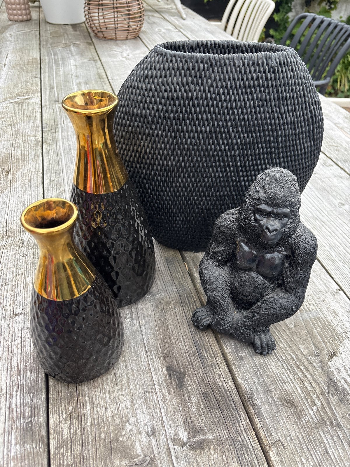 Leuke accessoires set: vazen en gorilla beeldje, Huis en Inrichting, Ophalen, Overige materialen, Modern, Gebruikt