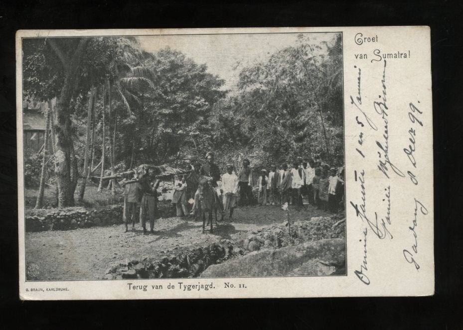 Ned. Indië 1899 tijgerjacht Sumatra (32-25), Ophalen, Voor 1920, Buiten Europa