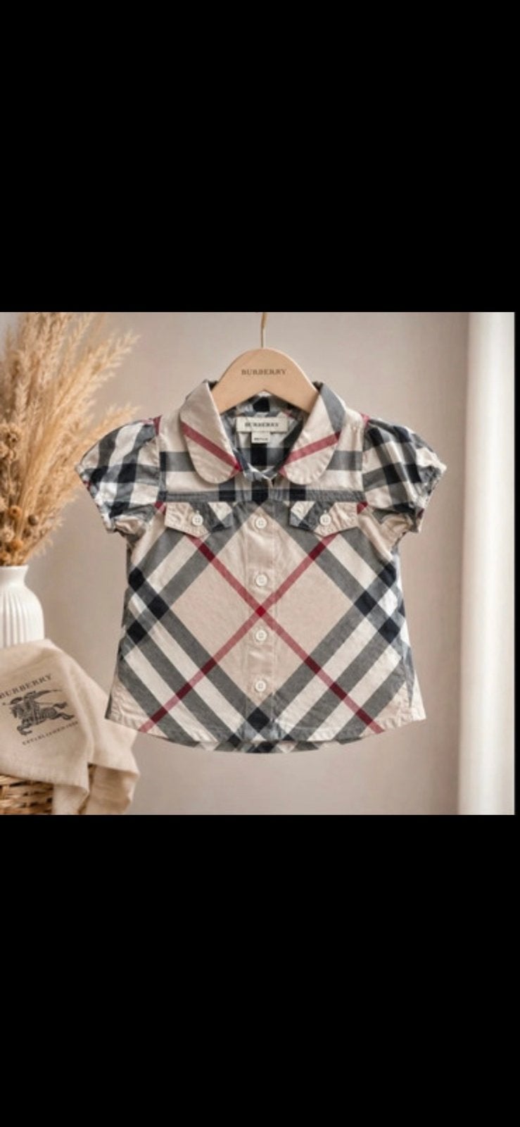 Burberry baby blouse Check maat 9M / 74 cm, Kinderen en Baby's, Ophalen of Verzenden, Zo goed als nieuw, Meisje, Overhemdje of Bloesje