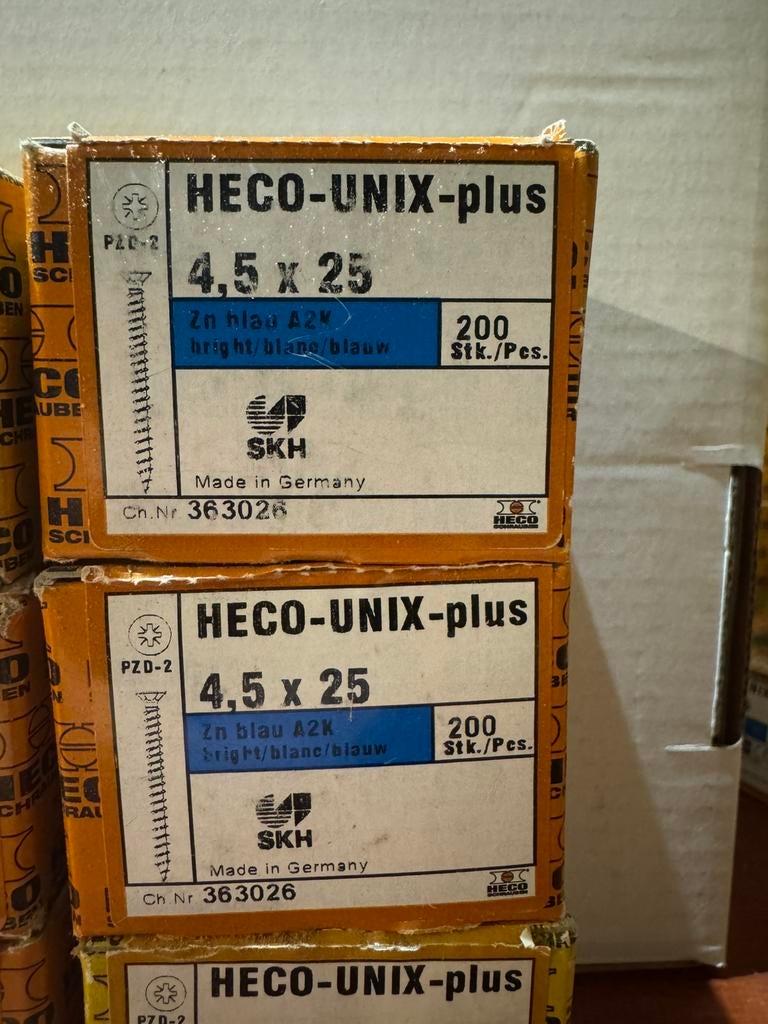 Heco 4,5 x 25 schroeven, Doe-het-zelf en Verbouw, Hout en Planken, Minder dan 25 mm, Overige typen, Ophalen of Verzenden, Zo goed als nieuw