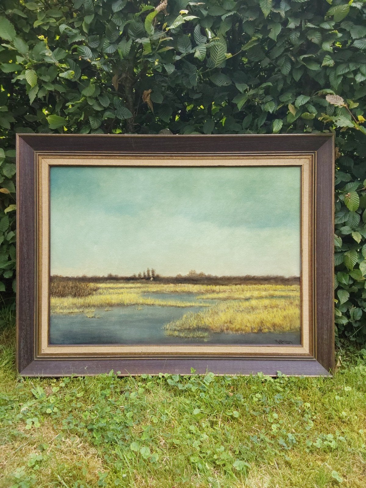 Olieverfschilderij Biesbosch 1981 - Theo Rietbergen, Antiek en Kunst, Kunst | Schilderijen | Klassiek, Ophalen of Verzenden