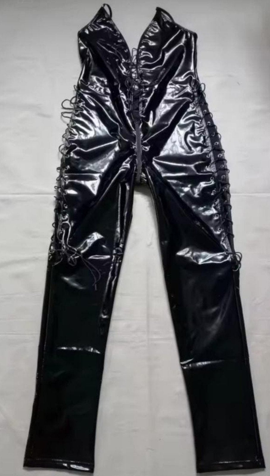 Mooie Lak Lerenlook Bodysuit, tm 4XL, Verzenden, Nieuw, Zwart