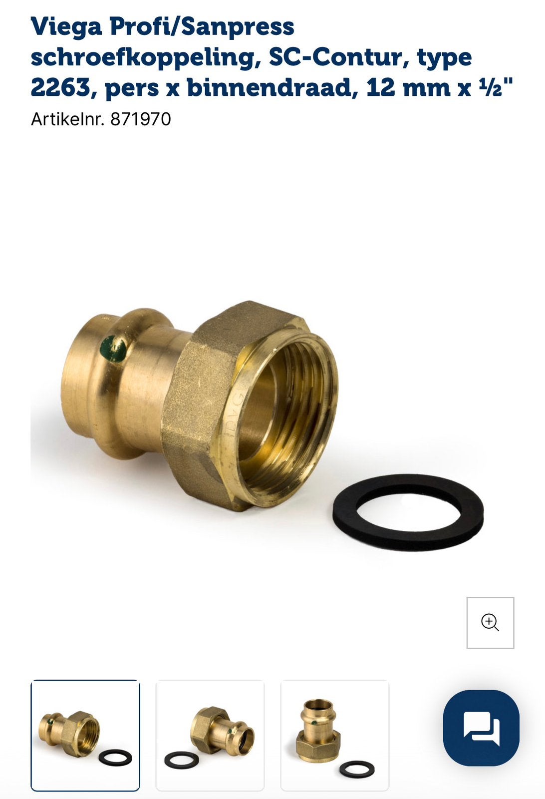 Viega Profi/Sanpress schroefk, pers x binnendraad 12 mm x ½", Ophalen, Nieuw, Overige typen