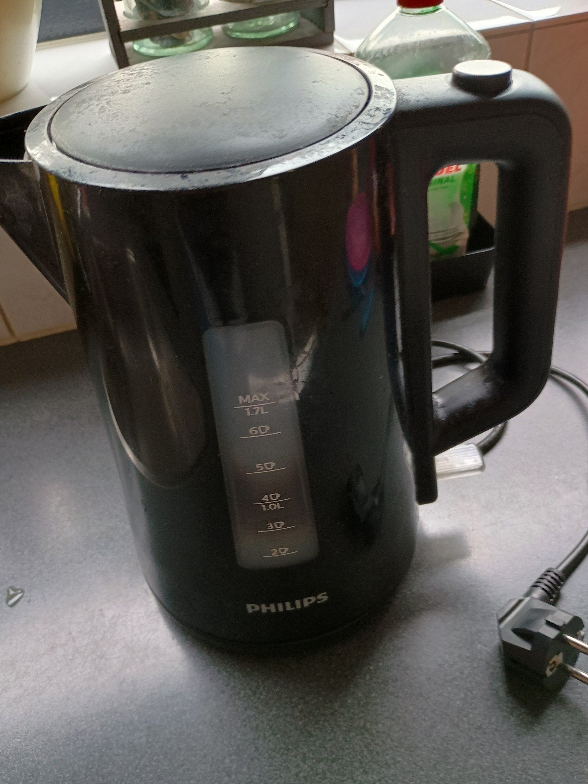 Philips HD9318 Waterkoker  1,7 liter - Zwart, 1 tot 2 liter, Ophalen of Verzenden, Gebruikt