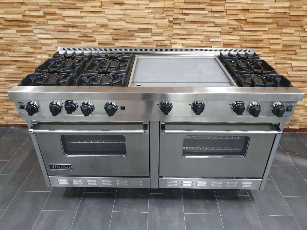 Luxe Viking Fornuis 150cm RVS 6  precisiebranders tepanyak, Witgoed en Apparatuur, Fornuizen, Zo goed als nieuw, Vrijstaand, Gas