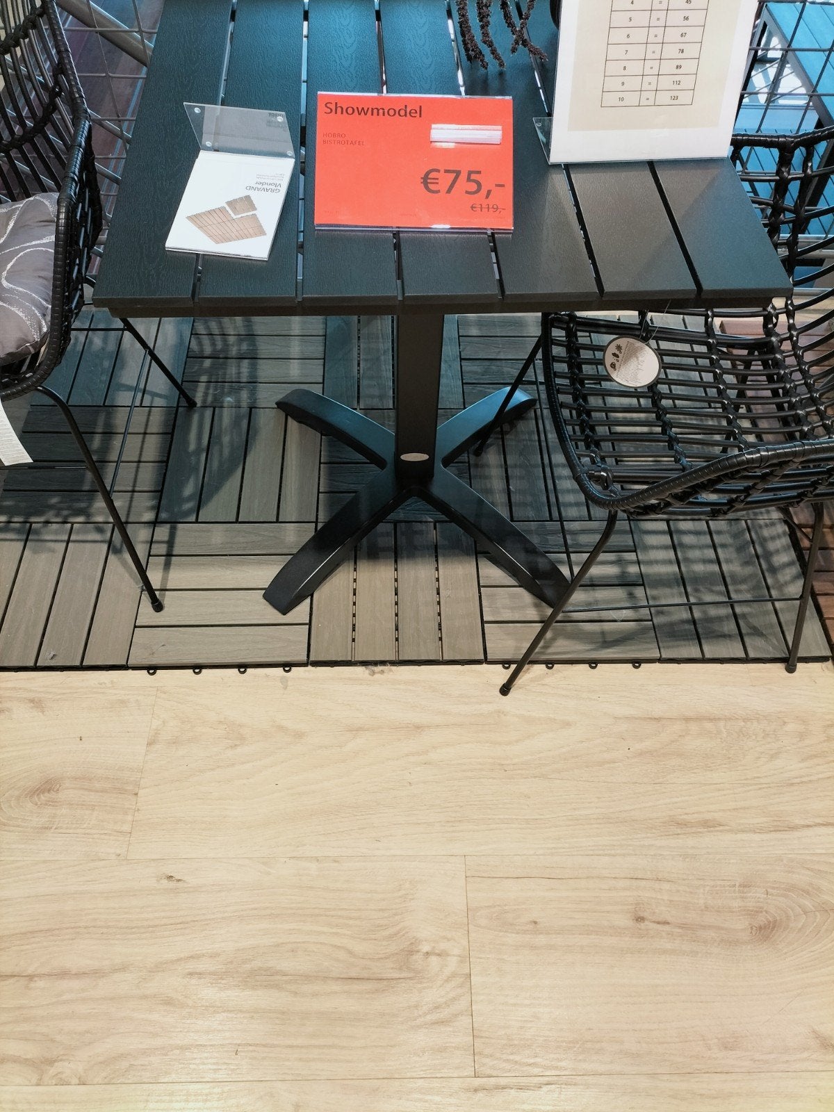 BISTRO TAFEL HOBRO ZWART / GRIJS SHOWMODEL +NIEUW, Tuin en Terras, Ophalen, Nieuw