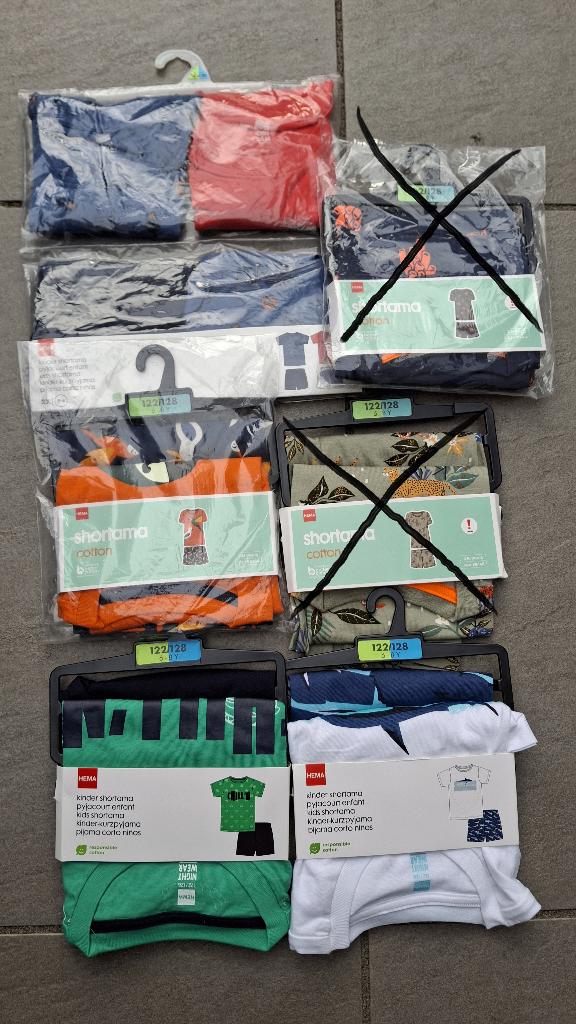 122-128 korte pyjama's zomer 5X NIEUW, Nacht- of Onderkleding, Nieuw, Ophalen of Verzenden, Hema