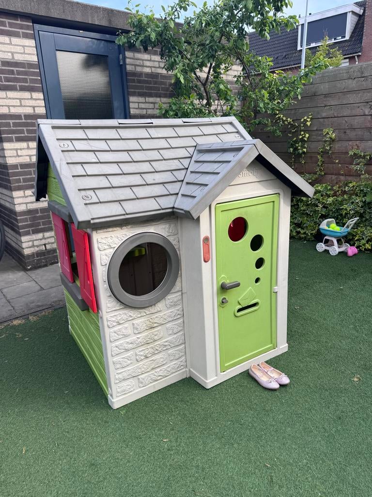 Smoby Speelhuisje voor kinderen - Groen/Grijs, Kinderen en Baby's, Speelgoed | Buiten | Speelhuisjes, Ophalen, Gebruikt, Kunststof