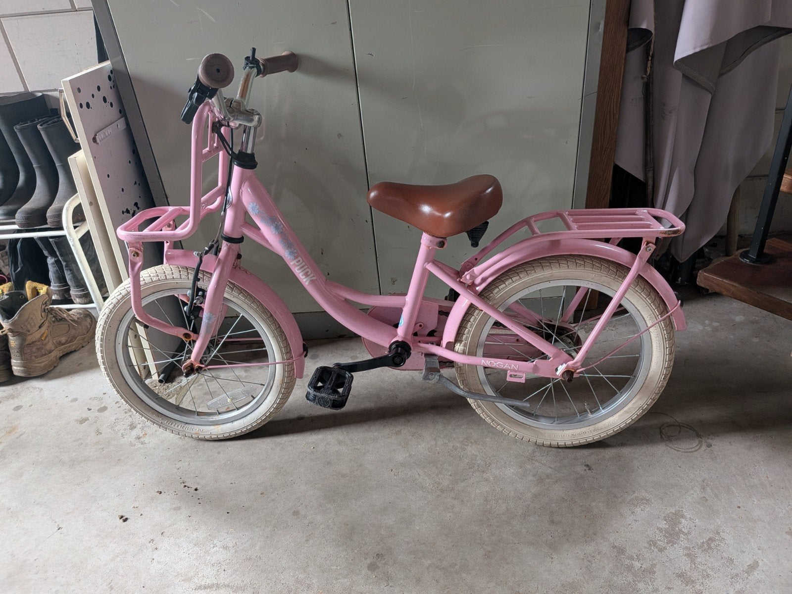 Roze kinderfiets 16 inch met voordrager, Ophalen, Velgrem, Nogan, 16 tot 20 inch