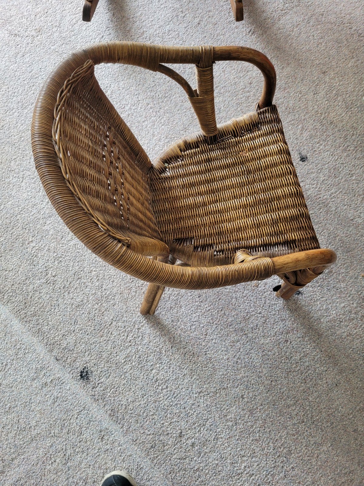 bamboe riet kinderstoeltje met krukje, Kinderen en Baby's, Kinderstoelen, Ophalen, Gebruikt, Overige typen