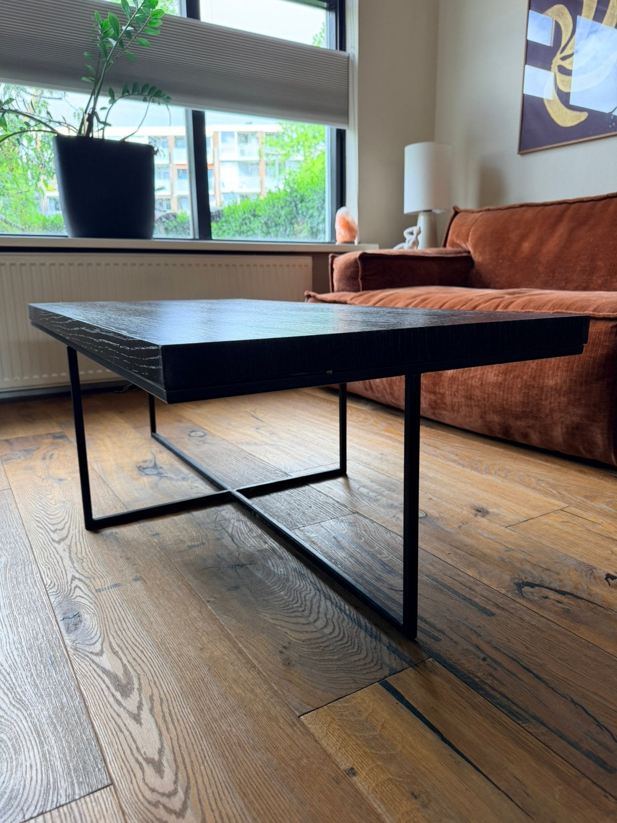 Salontafel zwart houten blad | 120 x 60 cm | gekocht in 2024, Huis en Inrichting, Tafels | Salontafels, Ophalen, 100 tot 150 cm