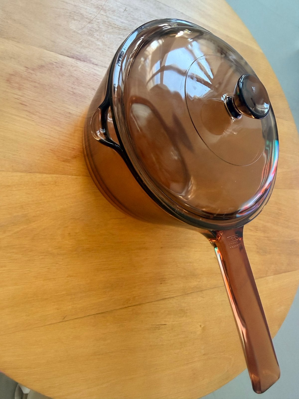Vintage Visions Corning Kookpan met Deksel - 1.5L Amber Glas, Met deksel, Ophalen of Verzenden, Kookpan, Overige merken