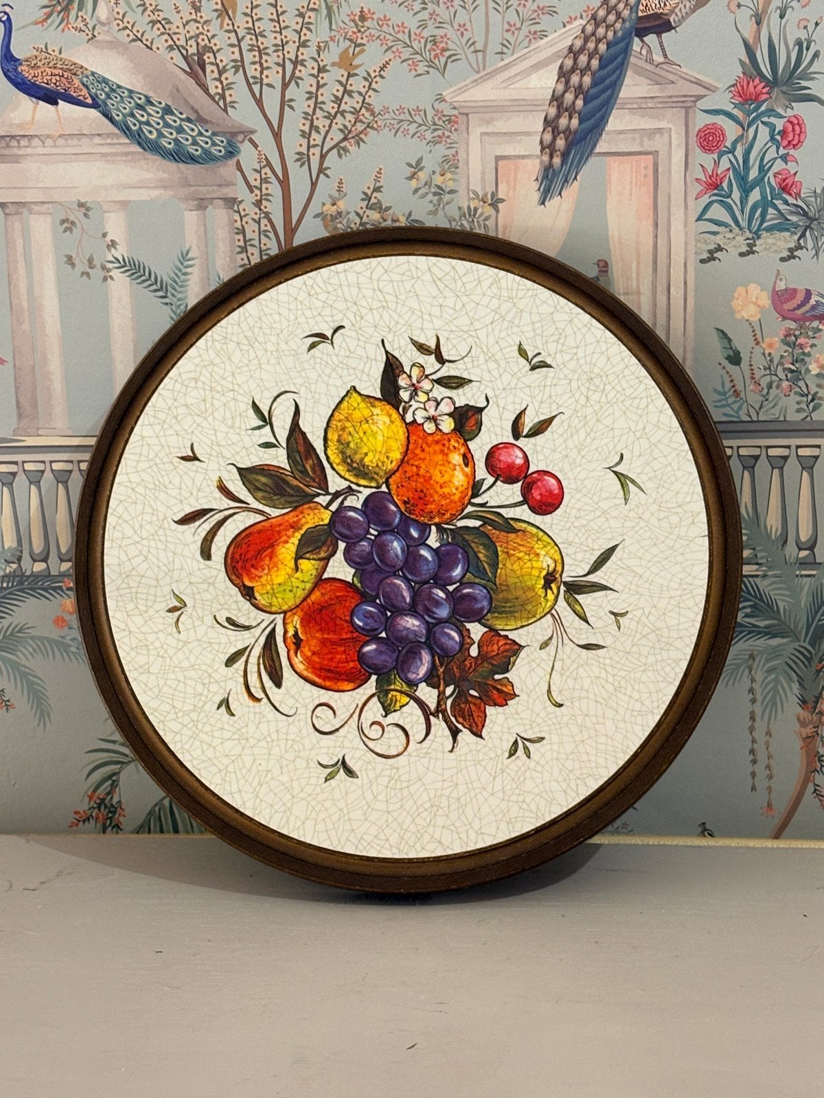 Vintage Emsa Plateau 'Burgund' met fruitdecor, kunststof, Ophalen of Verzenden