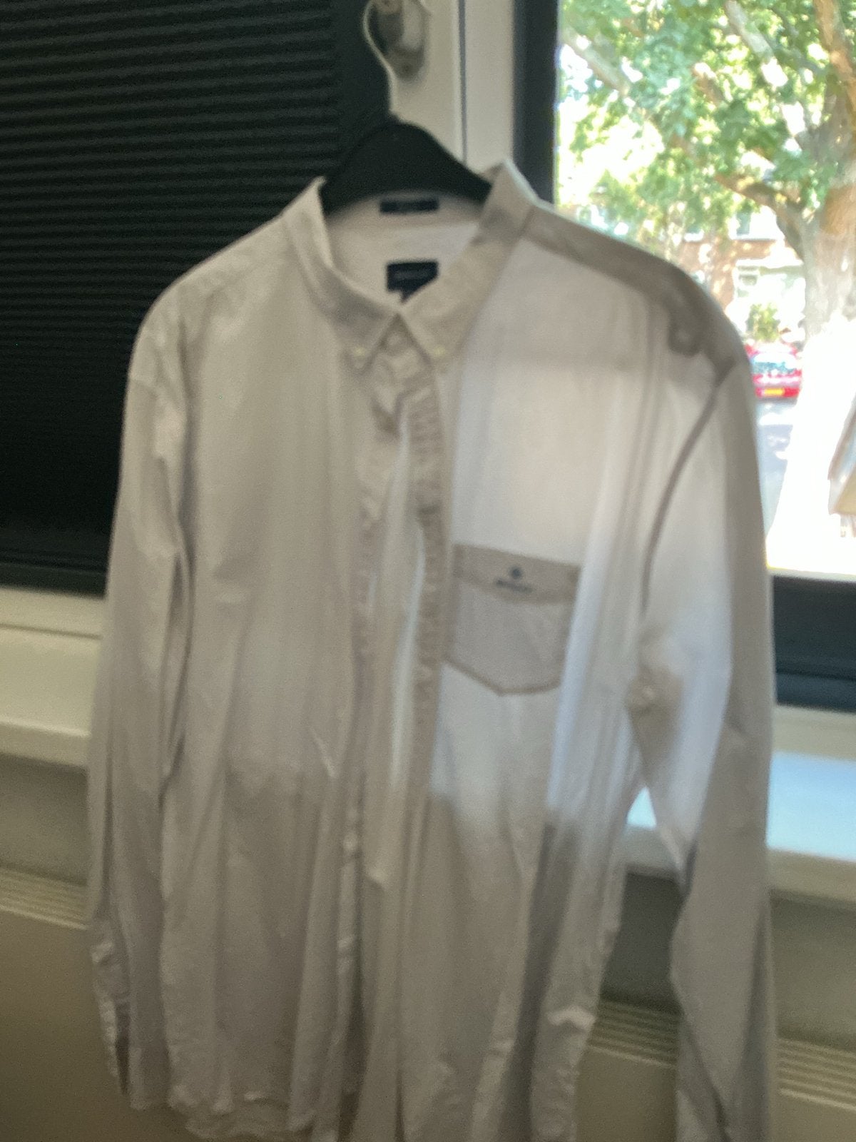 Gant overhemd met stippenpatroon - Maat 3XL, Ophalen of Verzenden, Zo goed als nieuw, Wit, Overige halswijdtes