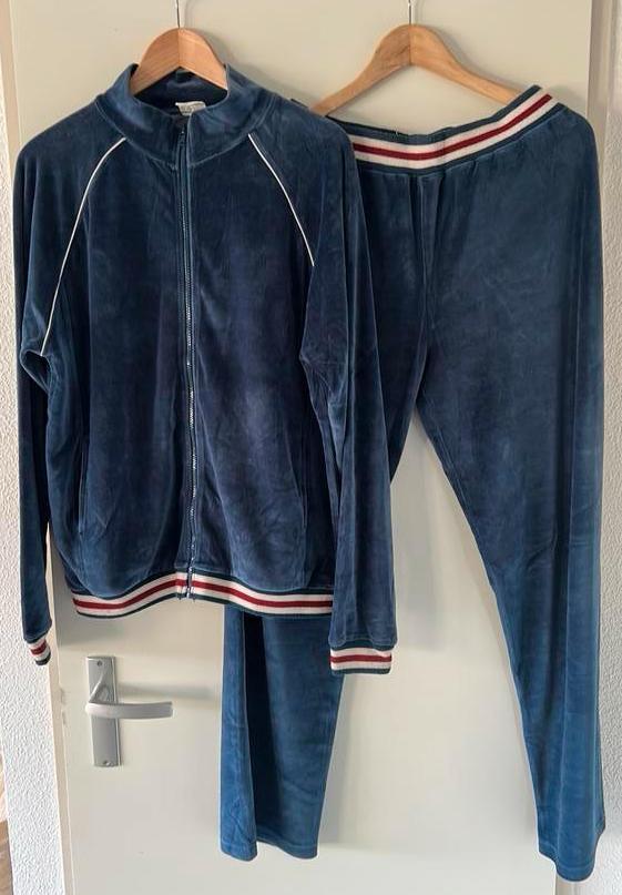 Fluwelen huispak/trainingspak L blauw, Ophalen of Verzenden, Zo goed als nieuw, Blauw
