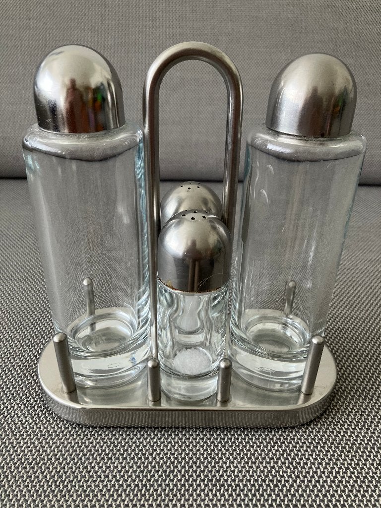 Alessi Olie/Azijn houder met zout en peper., Ophalen of Verzenden, Gebruikt