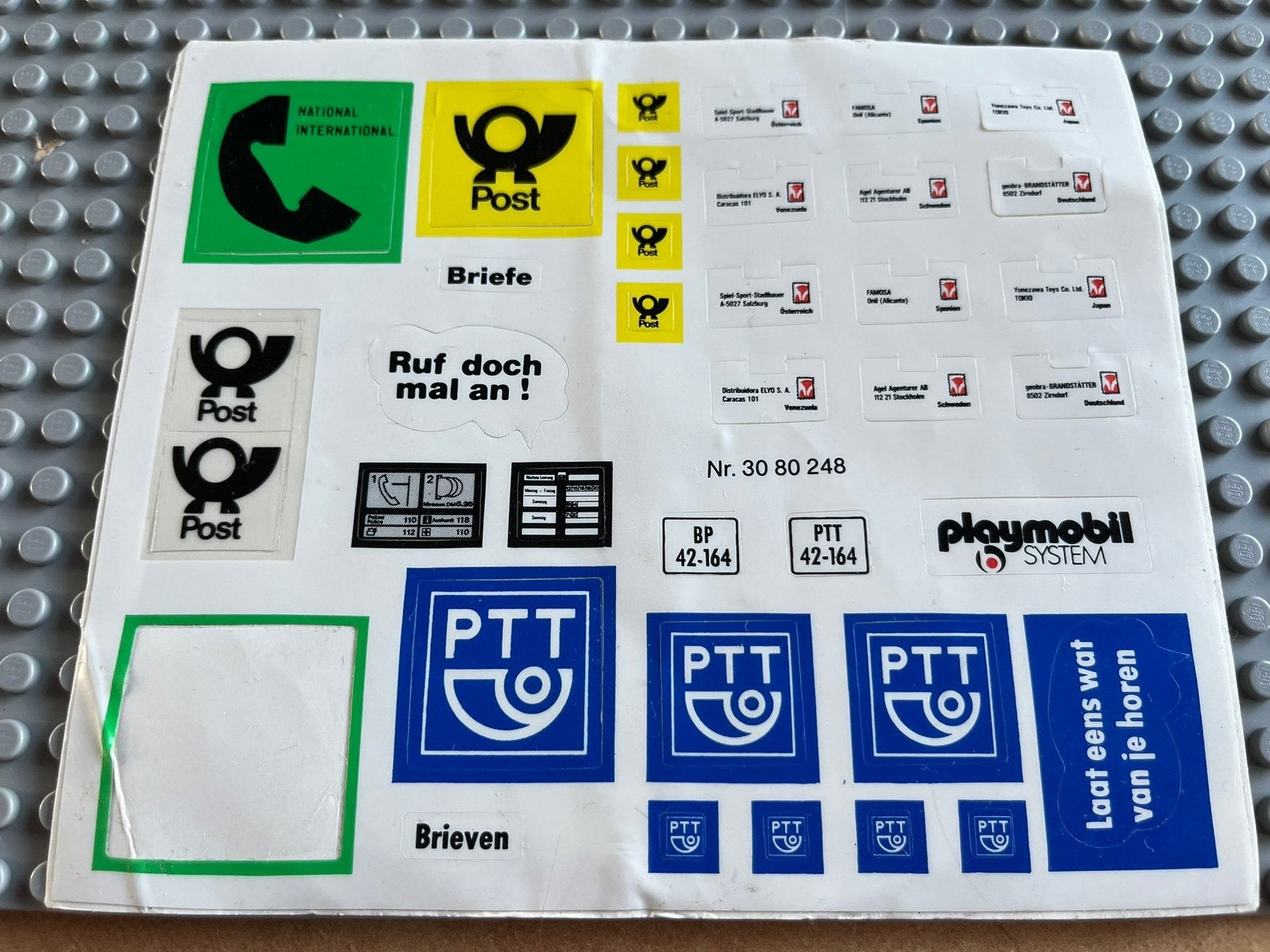 Playmobil stickervel voor set nummer 3231 (telephone booth), Overige typen, Zo goed als nieuw, Overige series, Complete set