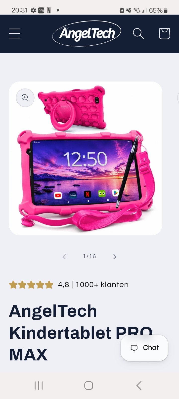 Nieuw in gesealde doos! AngelTech Kindertablet PRO MAX 8 inc, Computers en Software, Android Tablets, Ophalen, 32 GB, AngelTech