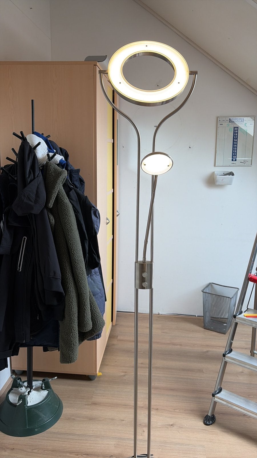 Vloerlamp met leeslamp, Huis en Inrichting, Ophalen, Gebruikt, Overige fittingen, Metaal