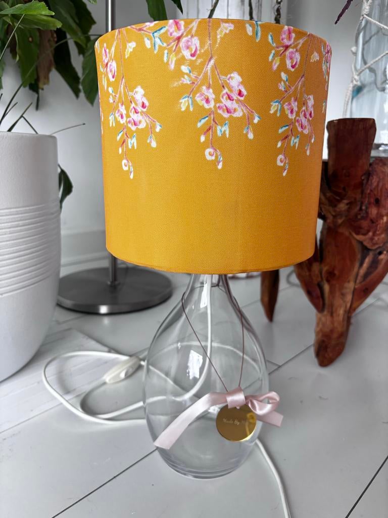 Glazen gistfles met lampenkap - 41 cm hoog, Ophalen of Verzenden, Gebruikt, Glas, Minder dan 50 cm