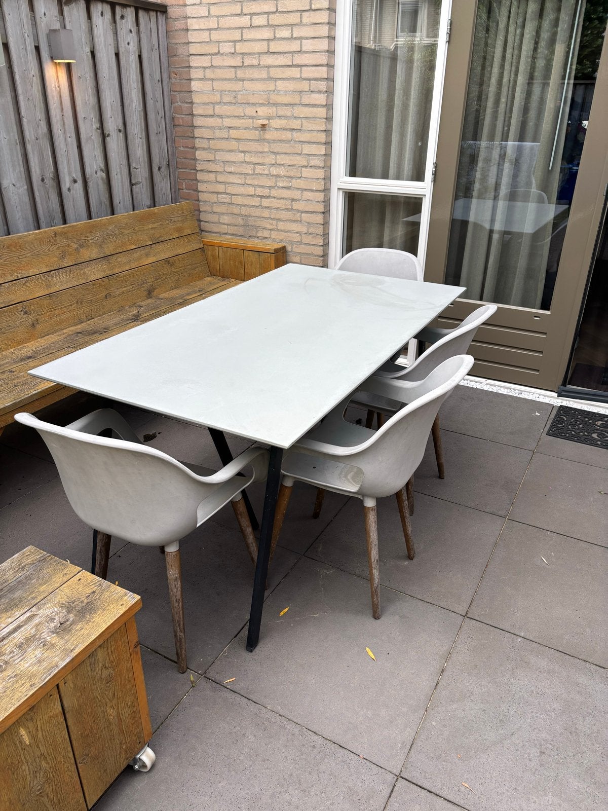GRATIS OP TE HALEN - Tuintafel met 4 stoelen, Ophalen, Gebruikt, Rechthoekig, Overige materialen
