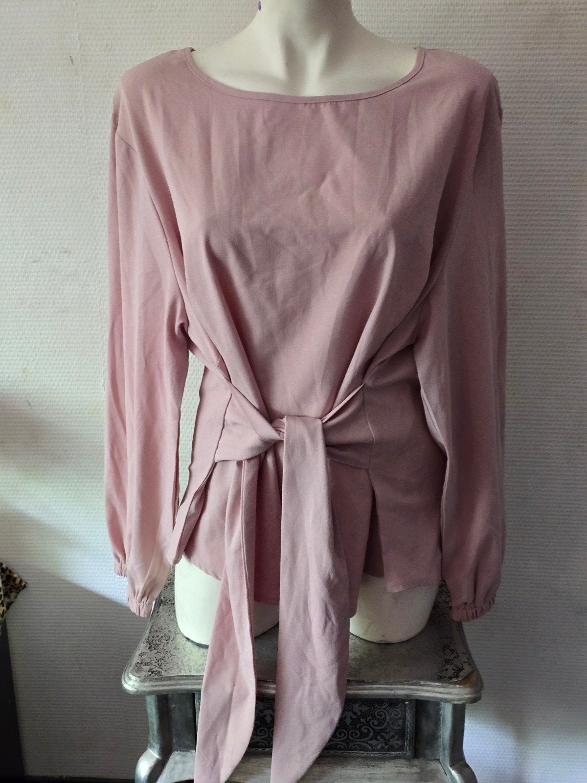 Shein Curve Roze tuniek met strikdetail - Maat 4XL, Kleding | Dames, Blouse of Tuniek, Ophalen of Verzenden, Zo goed als nieuw