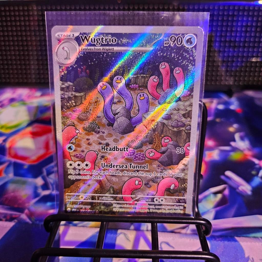 Wugtrio Pokémon Kaart - Super Mooi en Foil!, Ophalen of Verzenden, Zo goed als nieuw, Losse kaart, Foil