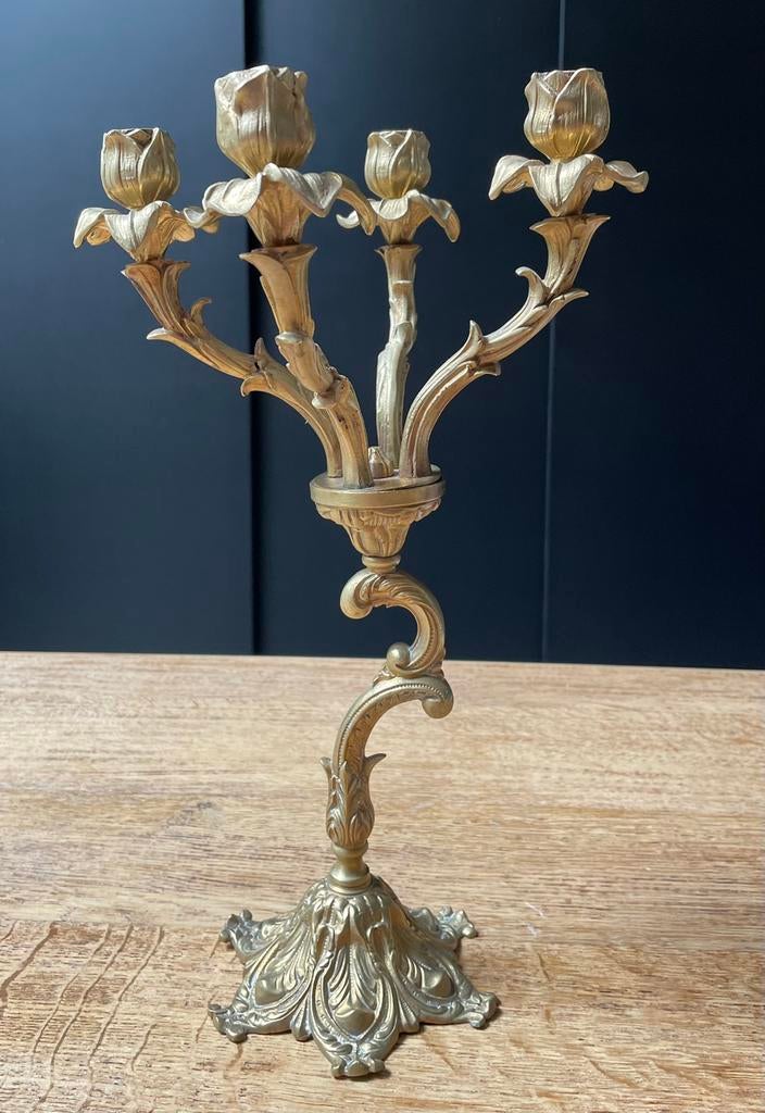 Vintage 4-armige Rococo stijl kandelaar – jaren 60/70, Ophalen of Verzenden