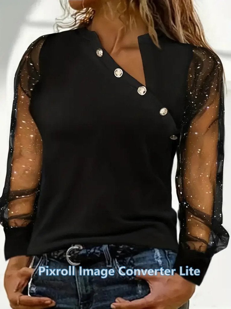 R103 zwarte feestblouse transparante mouwen maat 5XL....., Kleding | Dames, Ophalen of Verzenden, Nieuw, Zwart, Blouse of Tuniek