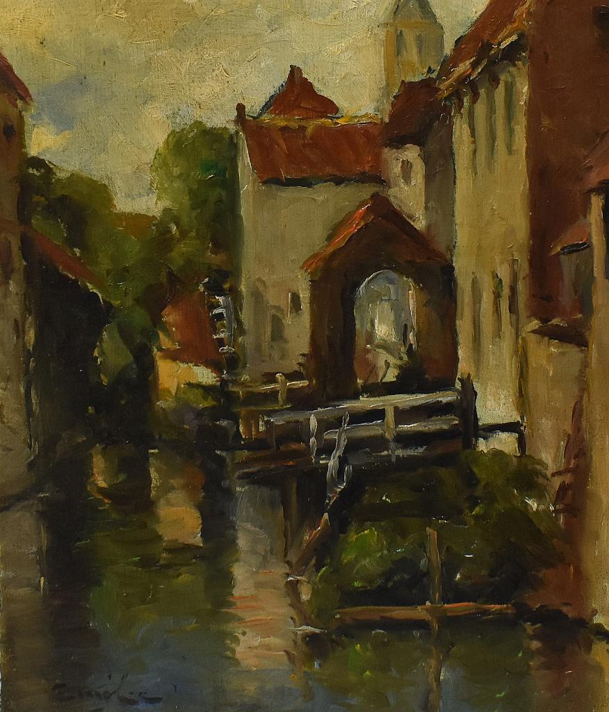 Emile==Frans stadje met watermolen., Ophalen of Verzenden